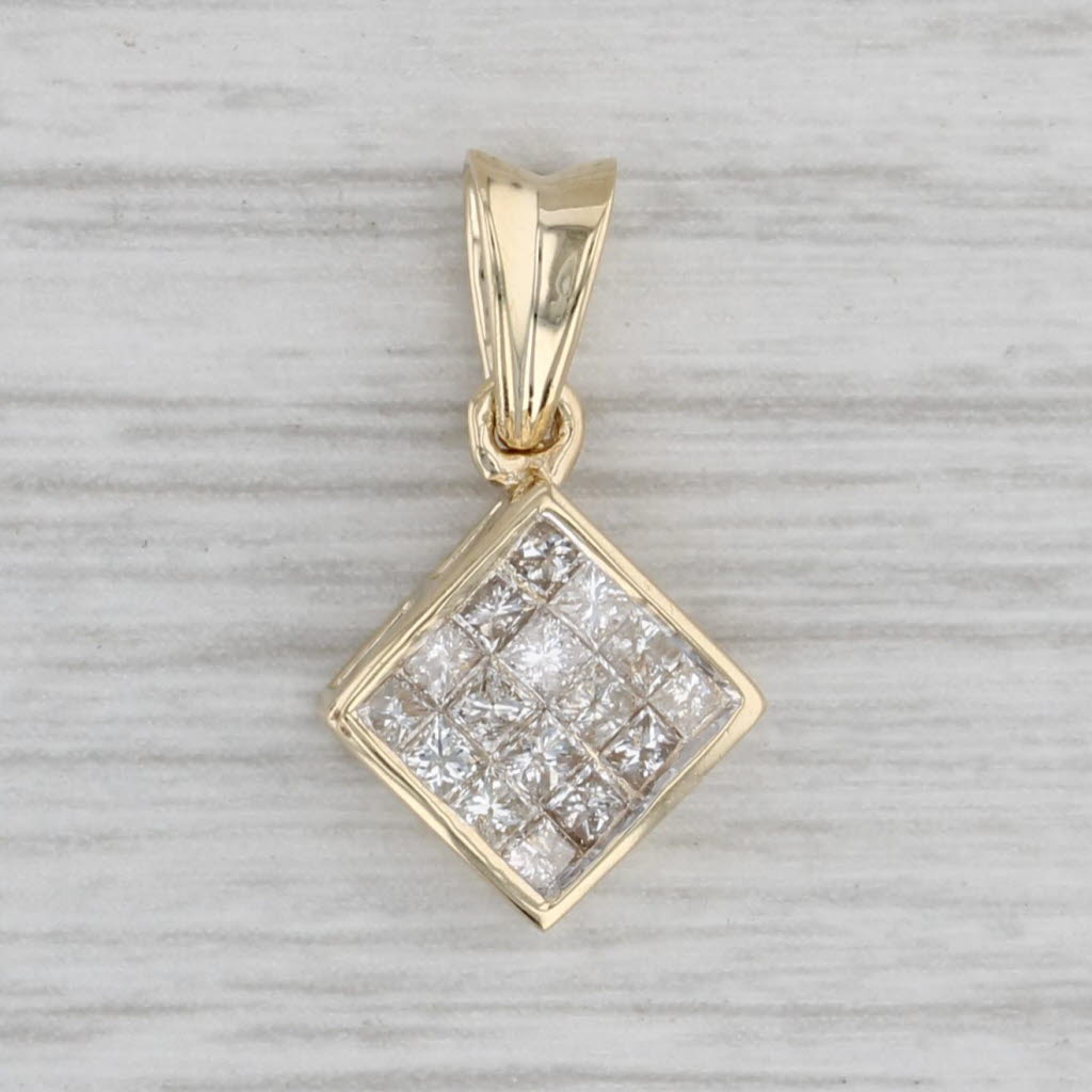 Gray 0.35ctw Diamond Pendant 14k Yellow Gold Small Drop