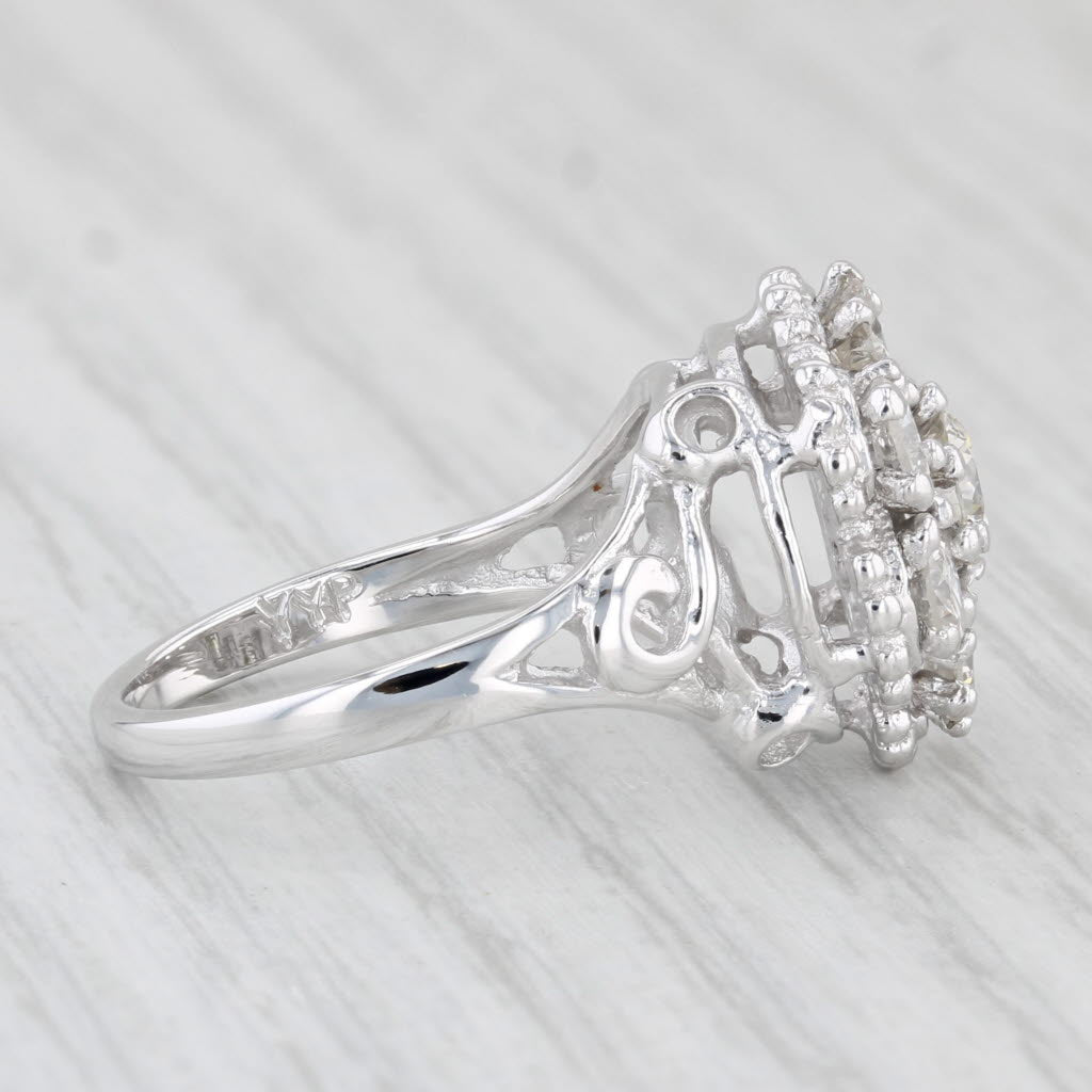 Light Gray Vintage 1.55ctw Diamond Cluster Ring 14k White Gold Size 6.25 Cocktail