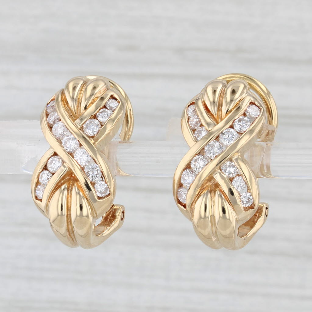 Light Gray 0.66ctw Diamond X Drop Earrings 18k Yellow Gold Omega Backs