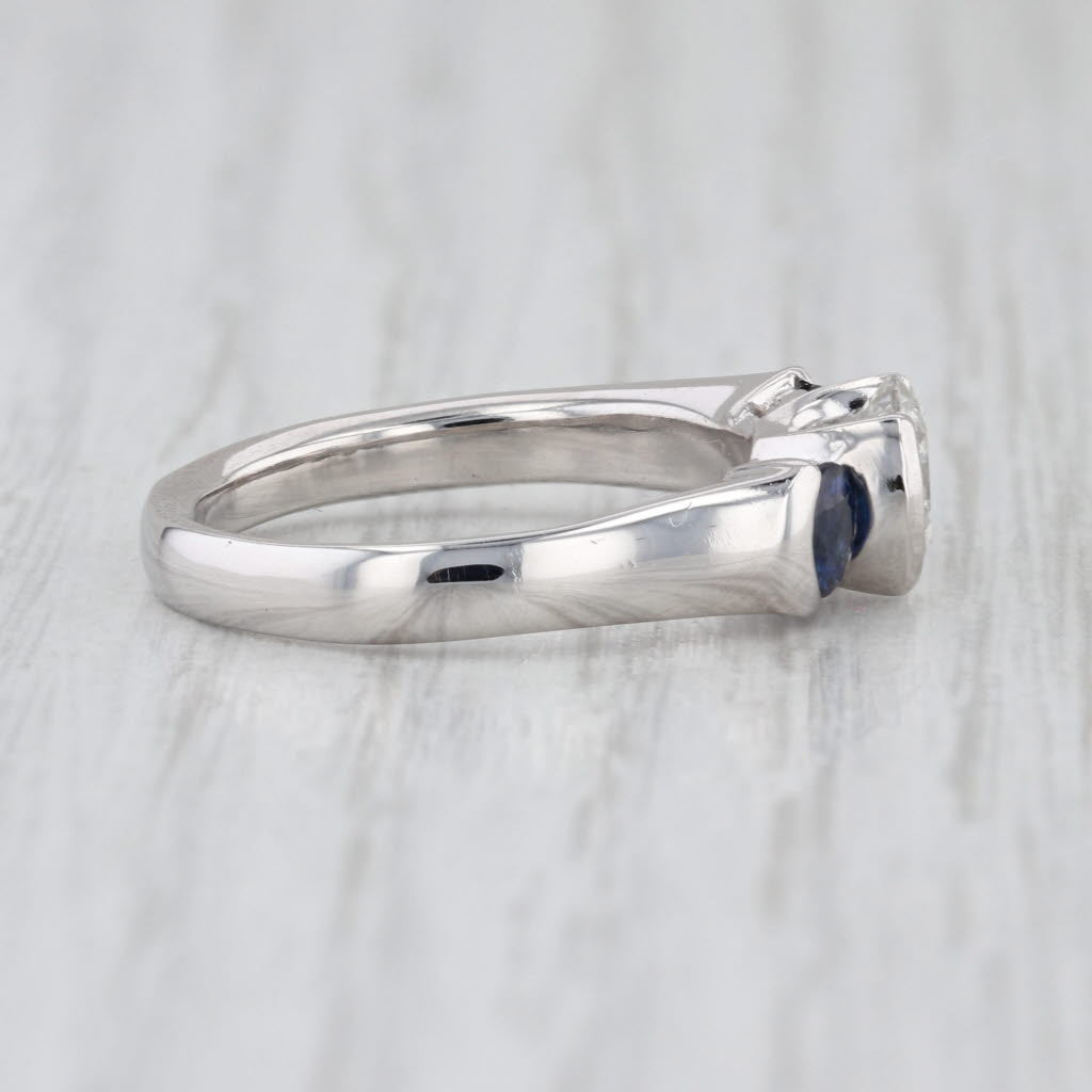 IGI 1.75ctw 3-Stone Lab Grown Diamond Blue Sapphire Engagement Ring 900 Platinum