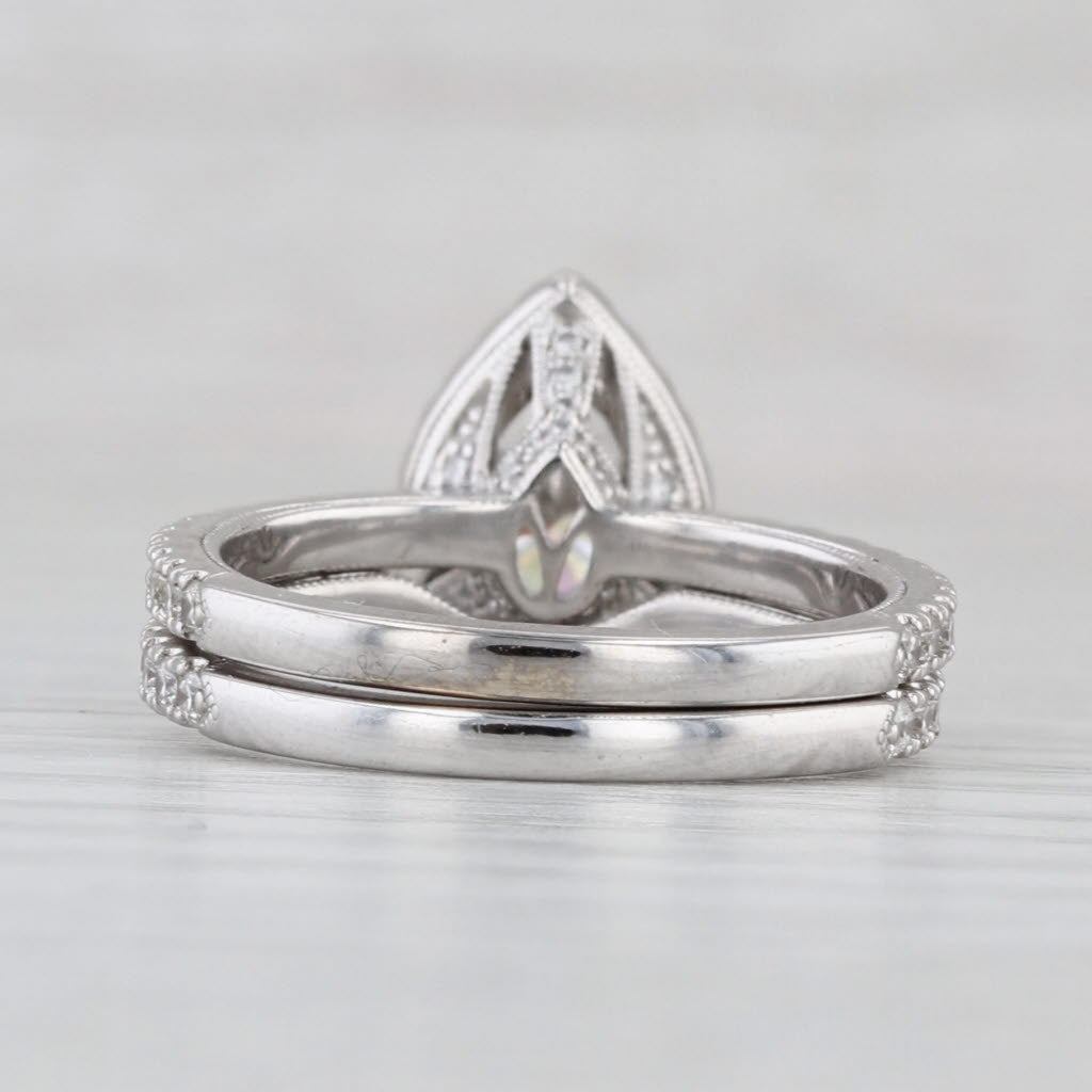 Neil Lane Diamond Pear Halo Engagement Ring Wedding Band Bridal 14k White Gold