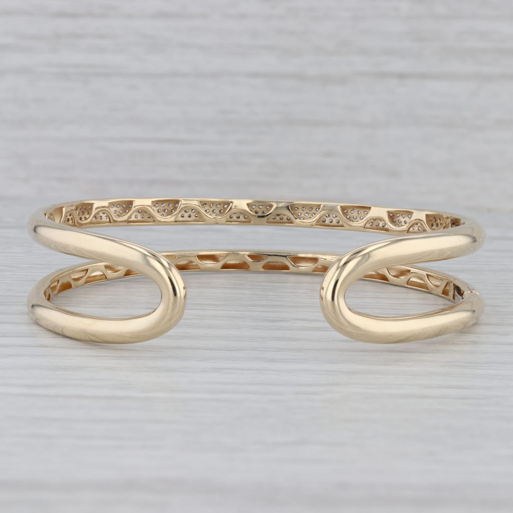 Gray 0.55ctw Diamond Hinged Double Cuff Bracelet 14k Yellow Gold 7"