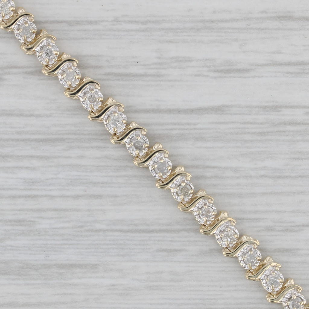 Gray 0.75ctw Diamond Tennis Bracelet 14k Yellow Gold 7.25"