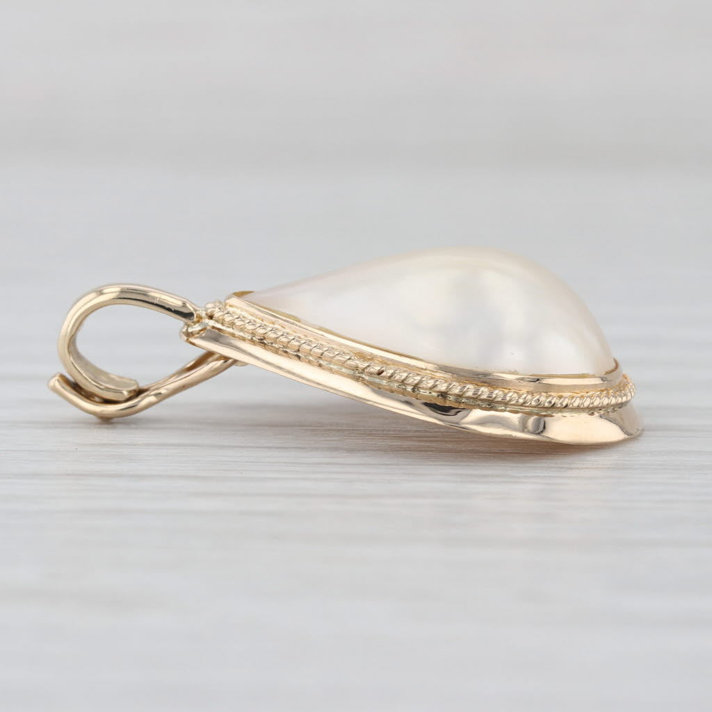 Mabe Pearl Teardrop Enhancer Pendant14k Yellow Gold Pear Solitaire Clip Bail