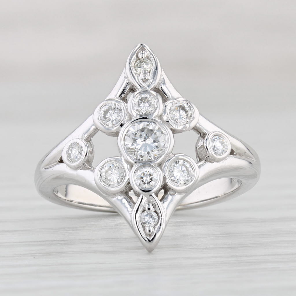 Light Gray 0.50ctw Diamond Cluster Ring 14k White Gold Size 7