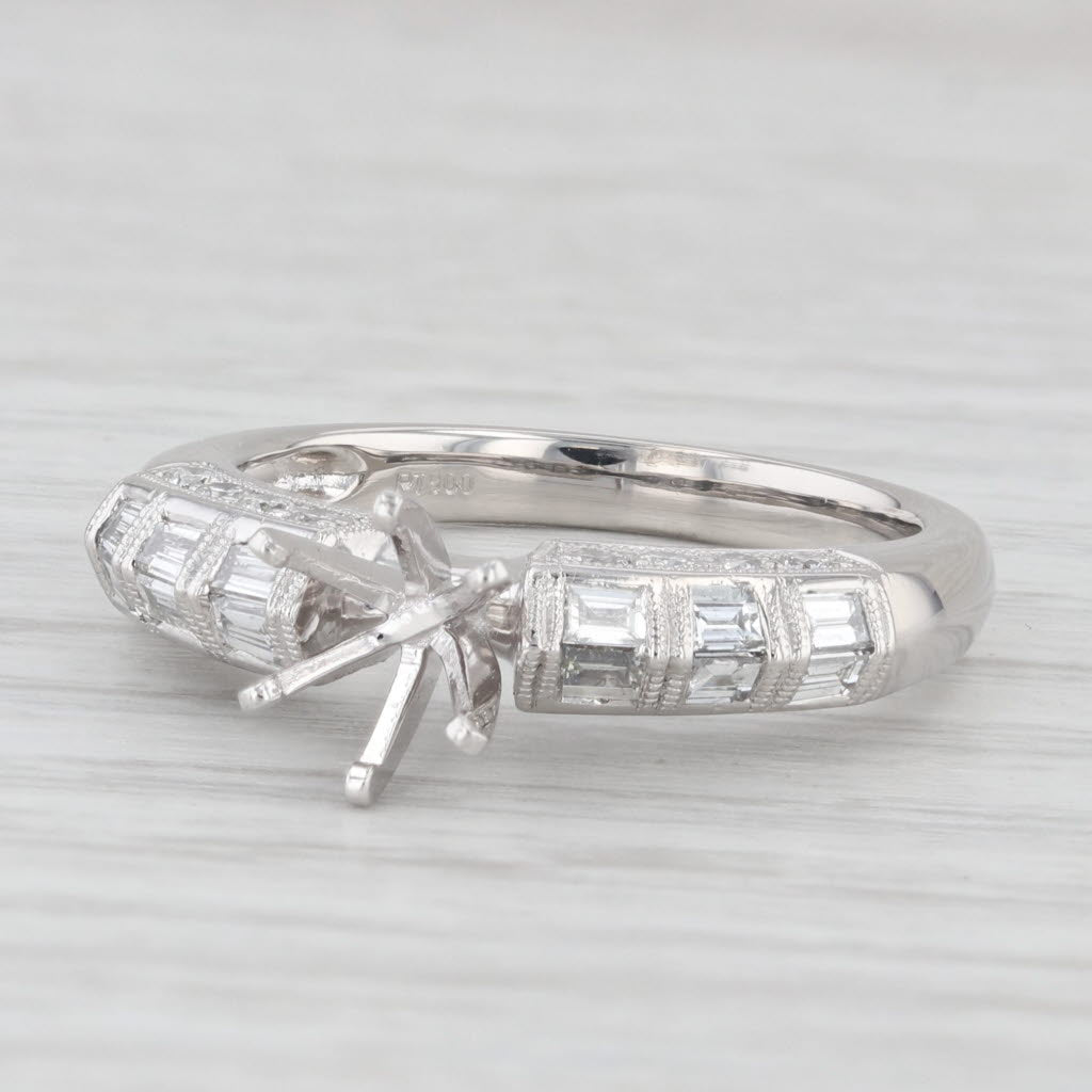 Light Gray New 0.76ctw Diamond Semi Mount Engagement Ring 900 Platinum Size 7.25