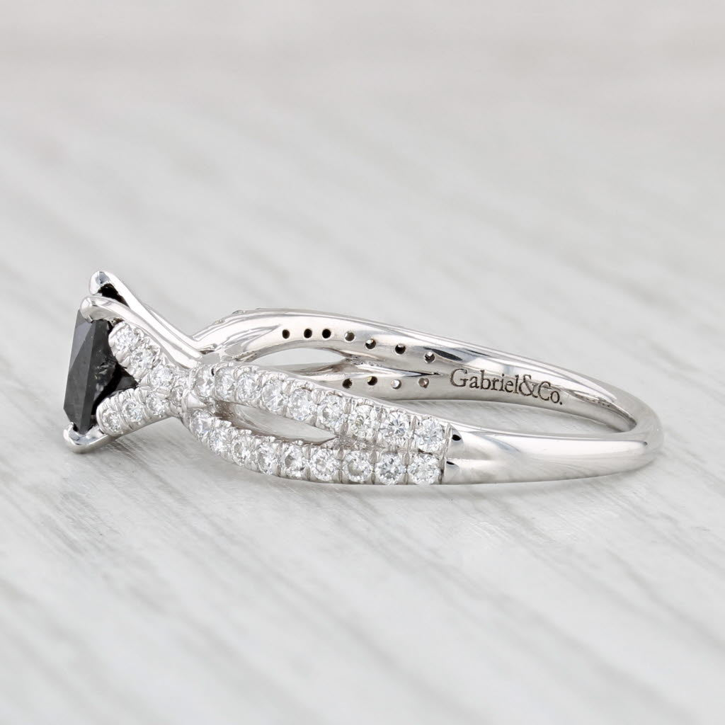 Light Gray 1.65ctw Black White Princess Diamond Ring 14k White Gold Sz 8 Engagement Gabriel