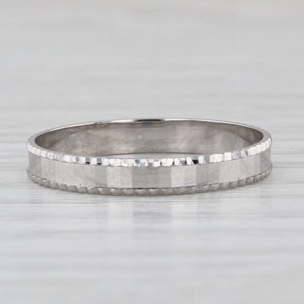 Milor Italy Women's Wedding Ring 18k White Gold Size 6 Ring Beveled Edge