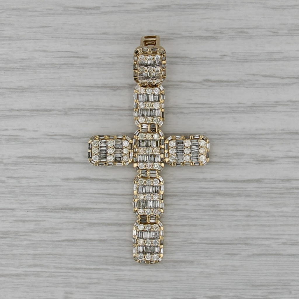 2.32ctw Diamond Cross Pendant 10k Yellow Gold Statement