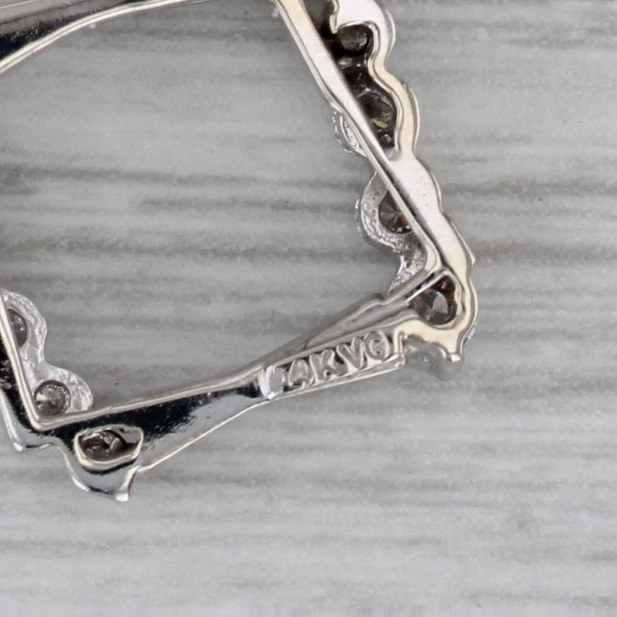 Dark Gray 0.44ctw Diamond Square Pendant Necklace 14k White Gold 18" Cable Chain