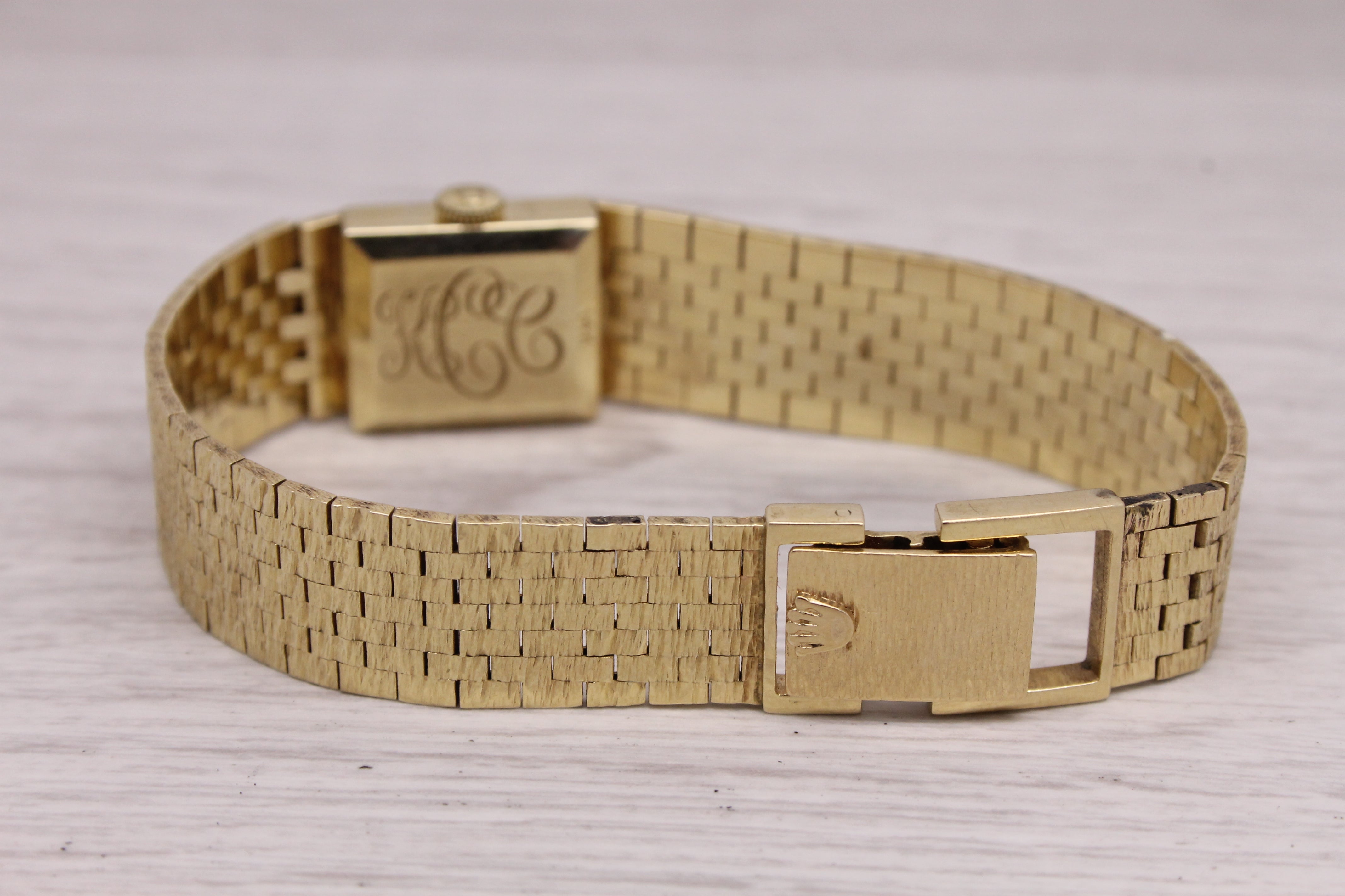 Gray Vintage c.1950's Rolex Ladies 14k Yellow Gold Bracelet Watch Quartz Conversion