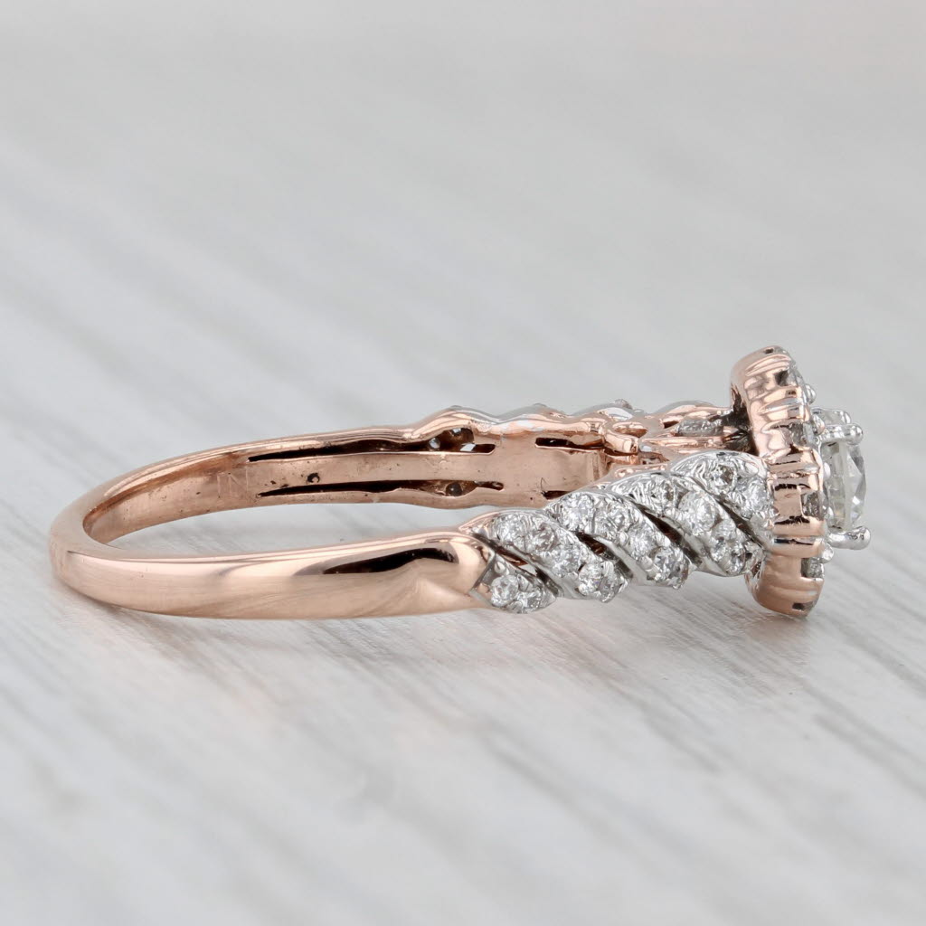 Gray 0.92ctw Diamond Halo Engagement Ring 14k Rose Gold Size 7