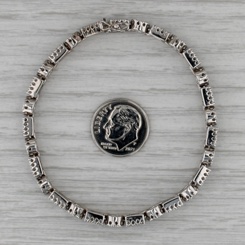 1.25ctw Tennis Bracelet Square Circle Chain 14k White Gold 6.75" 5.7mm