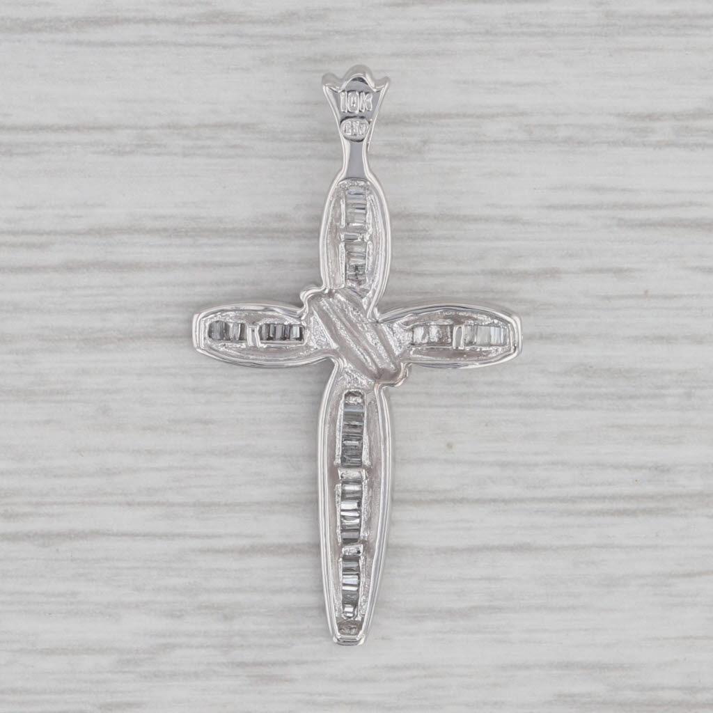 Gray 0.44ctw Diamond Cross Pendant 10k White Gold Religious Jewelry