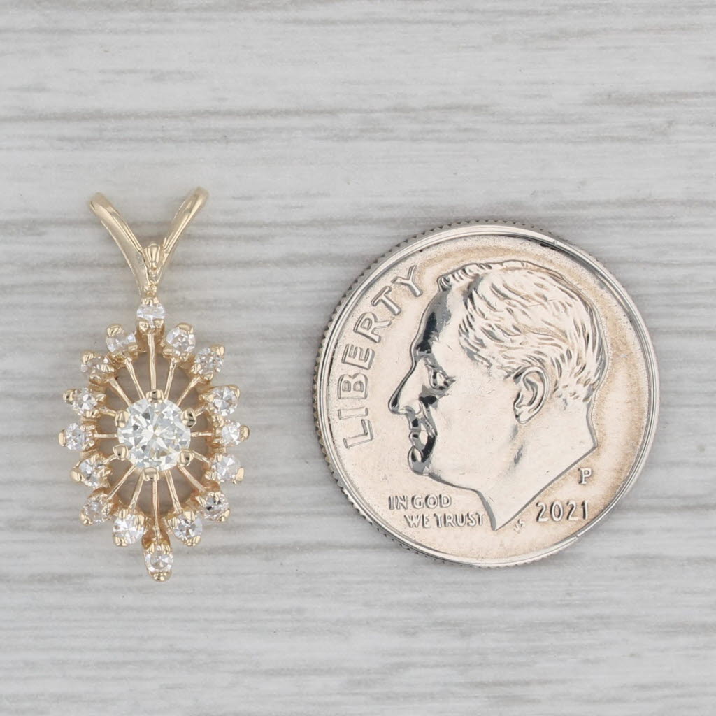 Gray 0.41ctw Diamond Pendant 14k Yellow Gold Cluster Drop