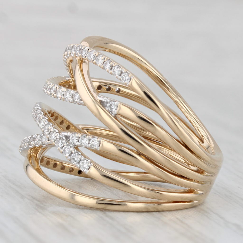 Gray Cardow 0.75ctw Diamond Crossover Ring 14k Yellow Gold Size 7 Cocktail