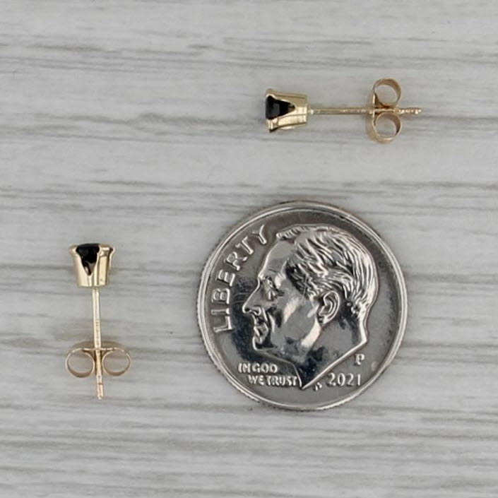 0.50ctw Blue Sapphire Stud Earrings 14k Yellow Gold Round Solitaire Studs