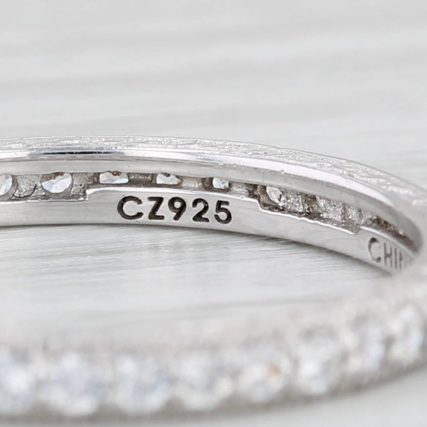 Light Gray Tacori 0.56ctw Cubic Zirconia Eternity Band Sterling Silver Wedding Ring