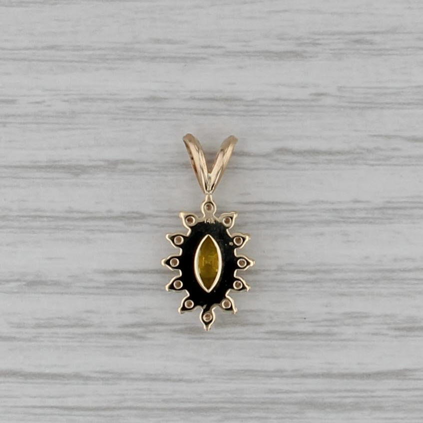 1.15ctw Marquise Yellow Sapphire Diamond Halo Pendant 14k Yellow Gold Drop
