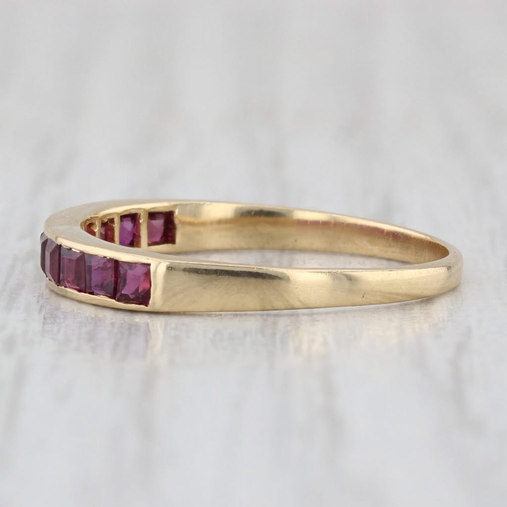 0.74ctw Ruby Stackable Ring 18k Yellow Gold Stackable Wedding Band Size 7