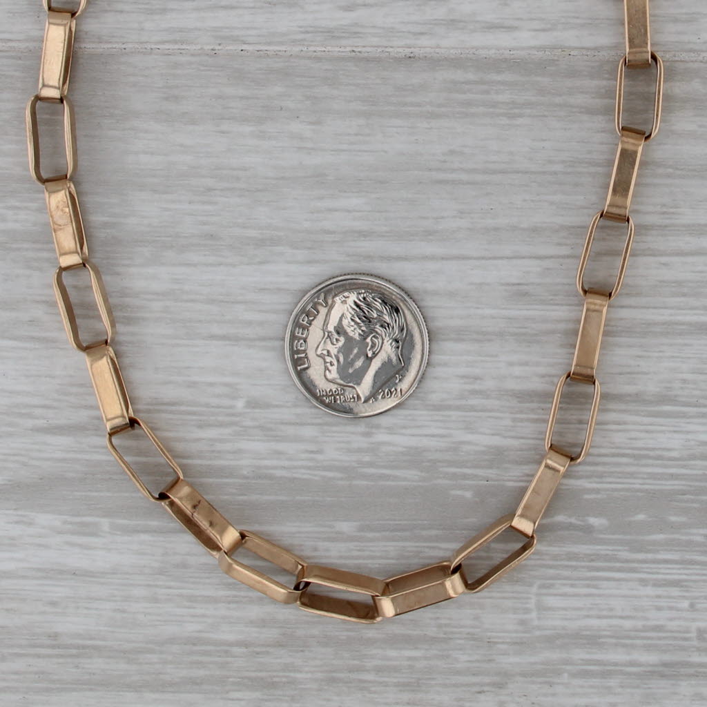 Antique Elongated Cable Chain Watch Chain Necklace 15.5" 14k Yellow Gold