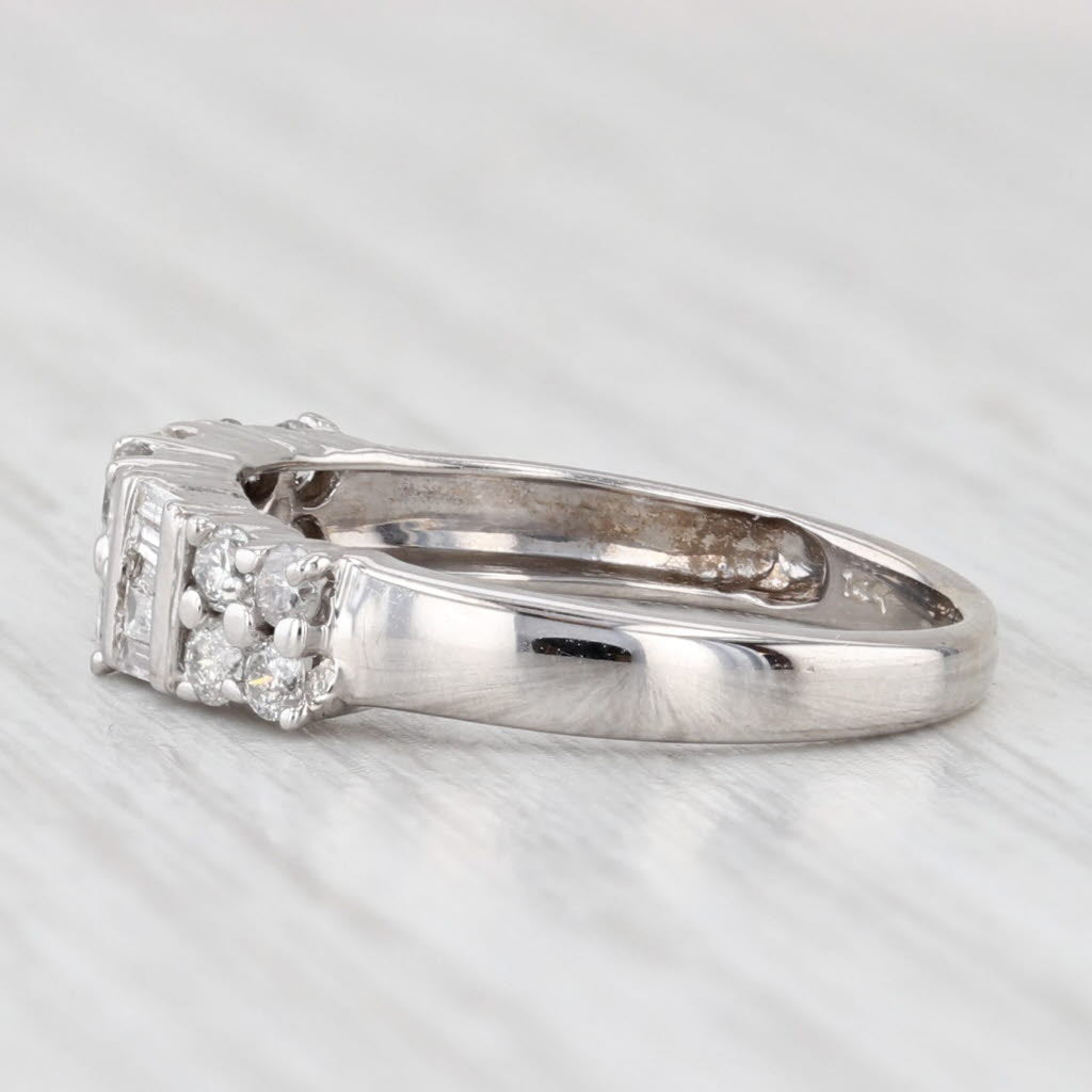 Light Gray 0.38ctw Diamond Wedding Band 14k White Gold Size 5.5 Stackable Anniversary Ring