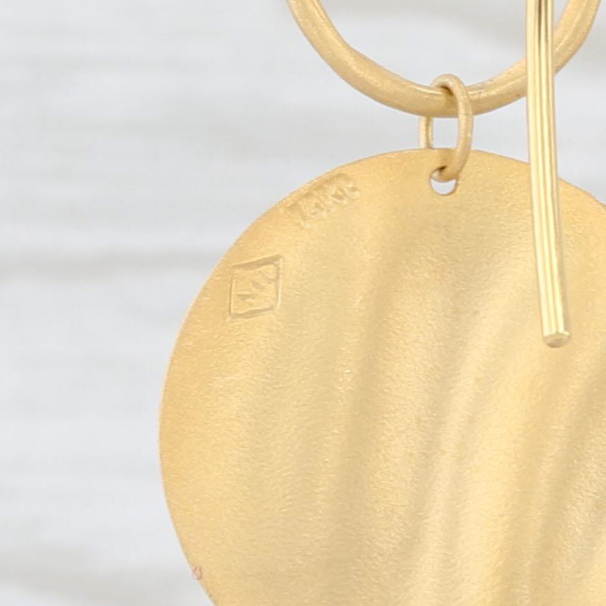 Wheat New Diamond Coin Drop Earrings 14k Yellow Gold Hook Posts Marika Desert