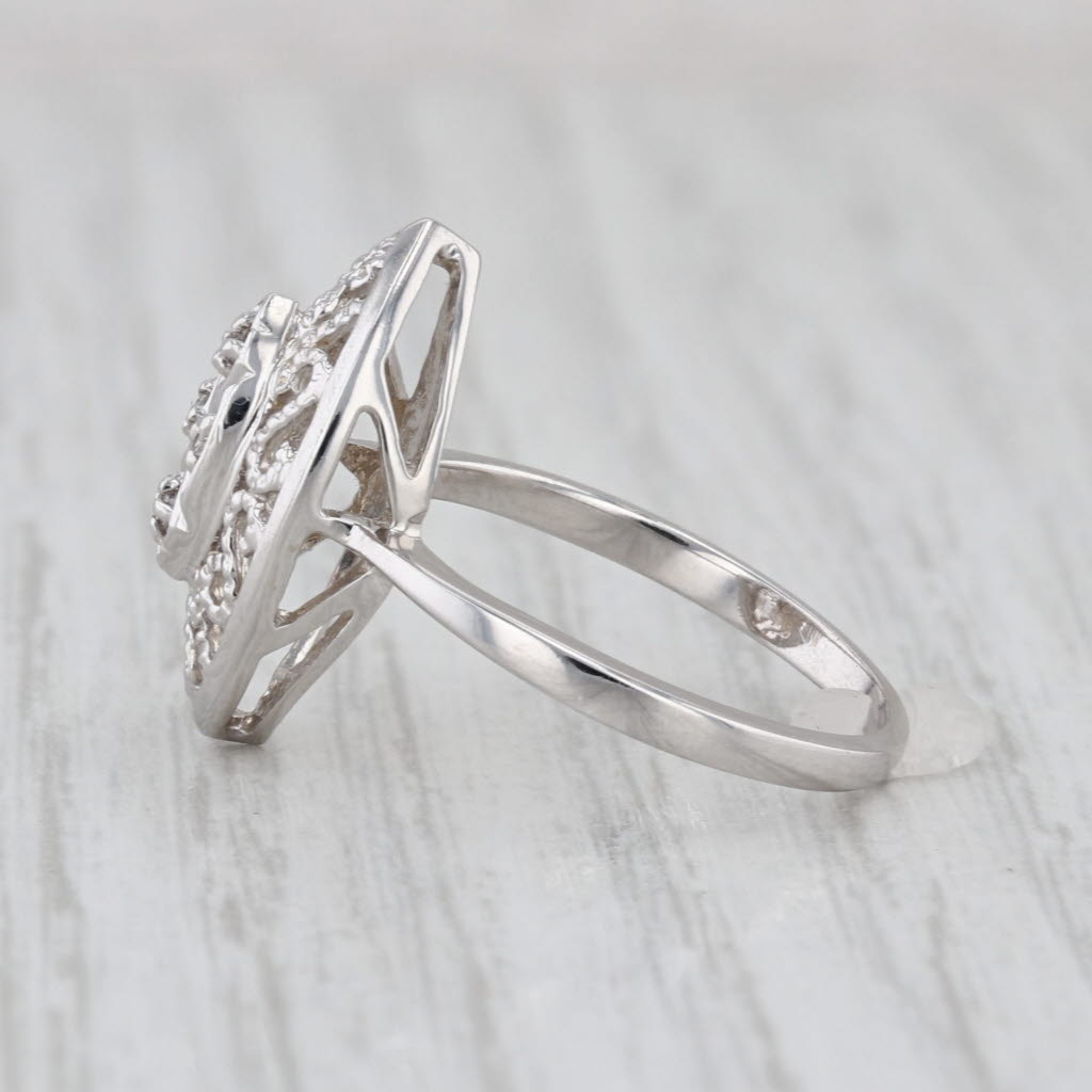 Diamond Openwork Ring 10k White Gold Size 6.75