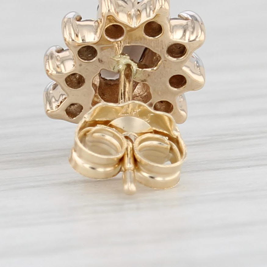 Light Gray 0.76ctw Smoky Quartz Diamond Halo Stud Earrings 14k Yellow Gold