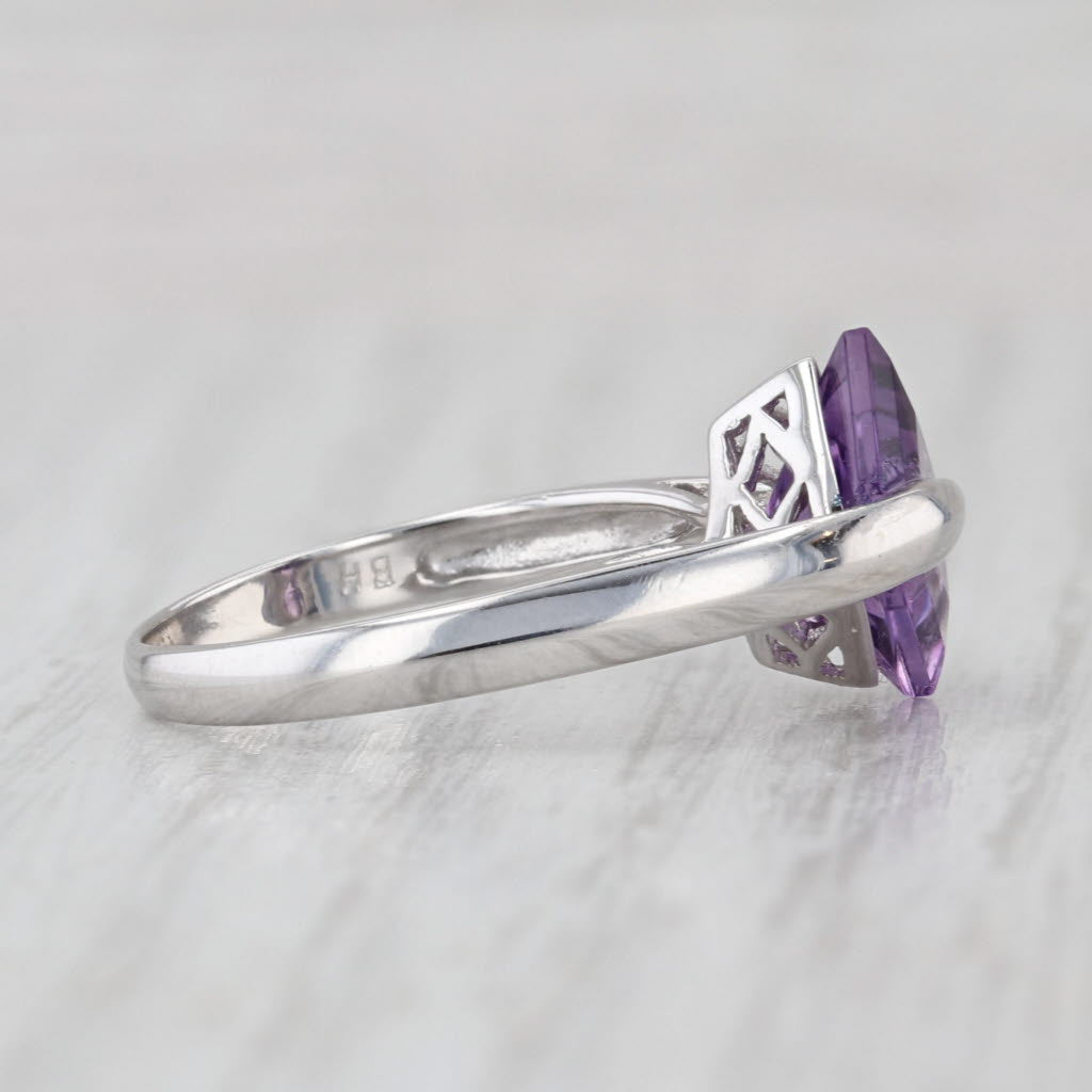 2.27ct Amethyst Solitaire Ring 14k White Gold Size 7.25 Abstract Overlay