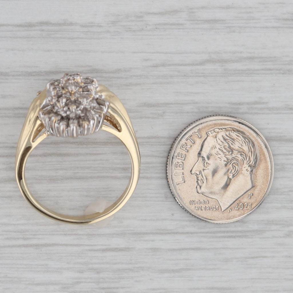 Gray 0.45ctw Diamond Cluster Ring 10k Yellow Gold Size 7
