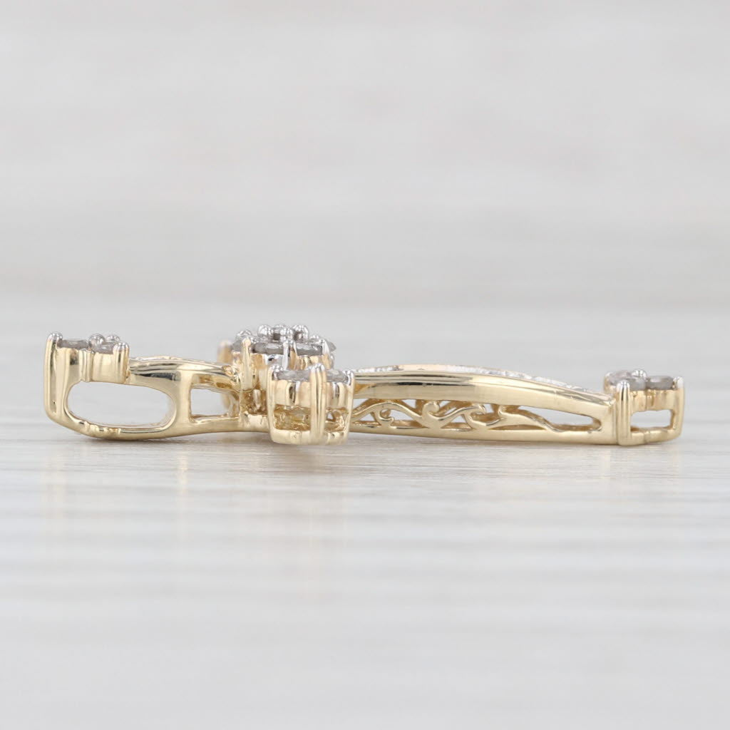 Light Gray 0.30ctw Diamond Cross Pendant 10k Yellow Gold