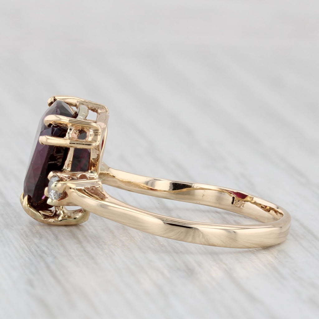 Light Gray 3.03ctw Trillion Garnet Diamond Ring 14k Yellow Gold Size 7