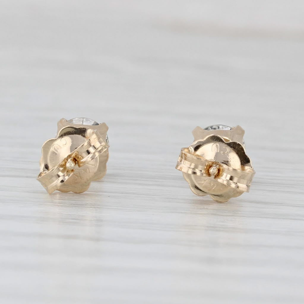 Light Gray 0.76ctw Diamond Stud Earrings 14k Yellow Gold 4.6mm Round Solitaires