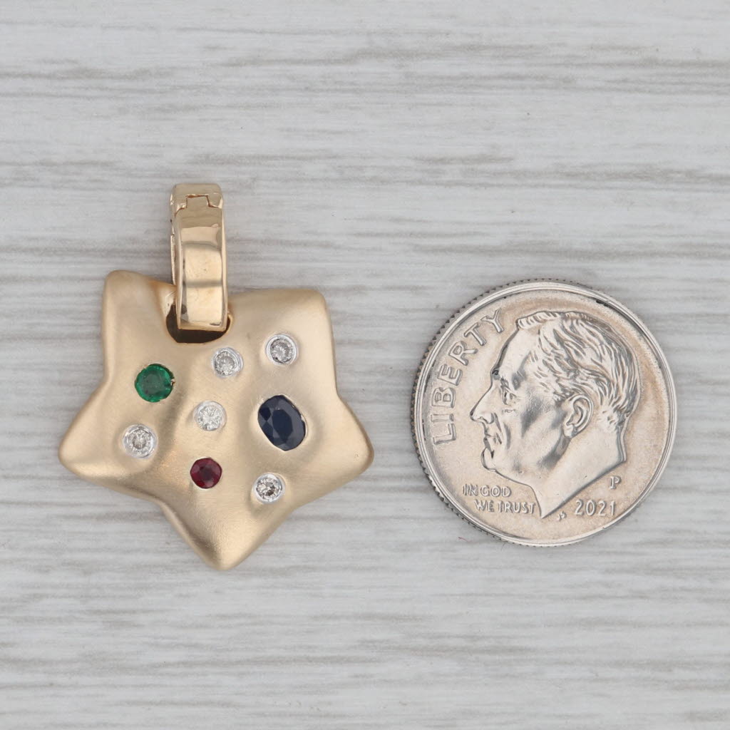 Gray 0.40ctw Gemstone Star Enhancer Pendant 14k Yellow Gold Clip Bail