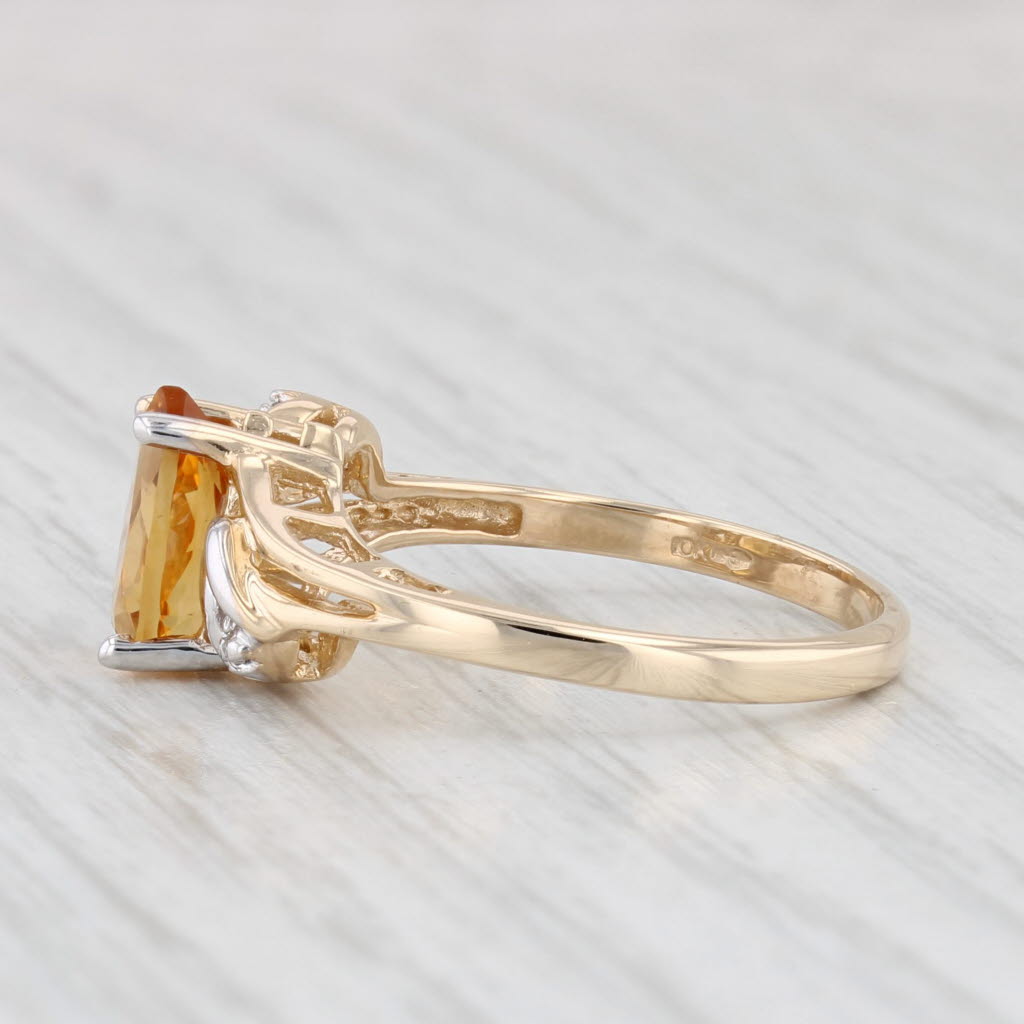Light Gray 1ct Pear Citrine Solitaire Ring 10k Yellow Gold Size 7 Diamond Accents