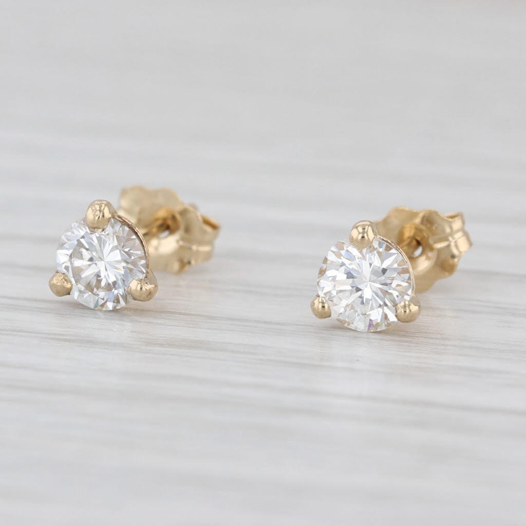 New 0.66ctw Diamond Solitaire Stud Earrings 14k Gold Round Brilliant Studs