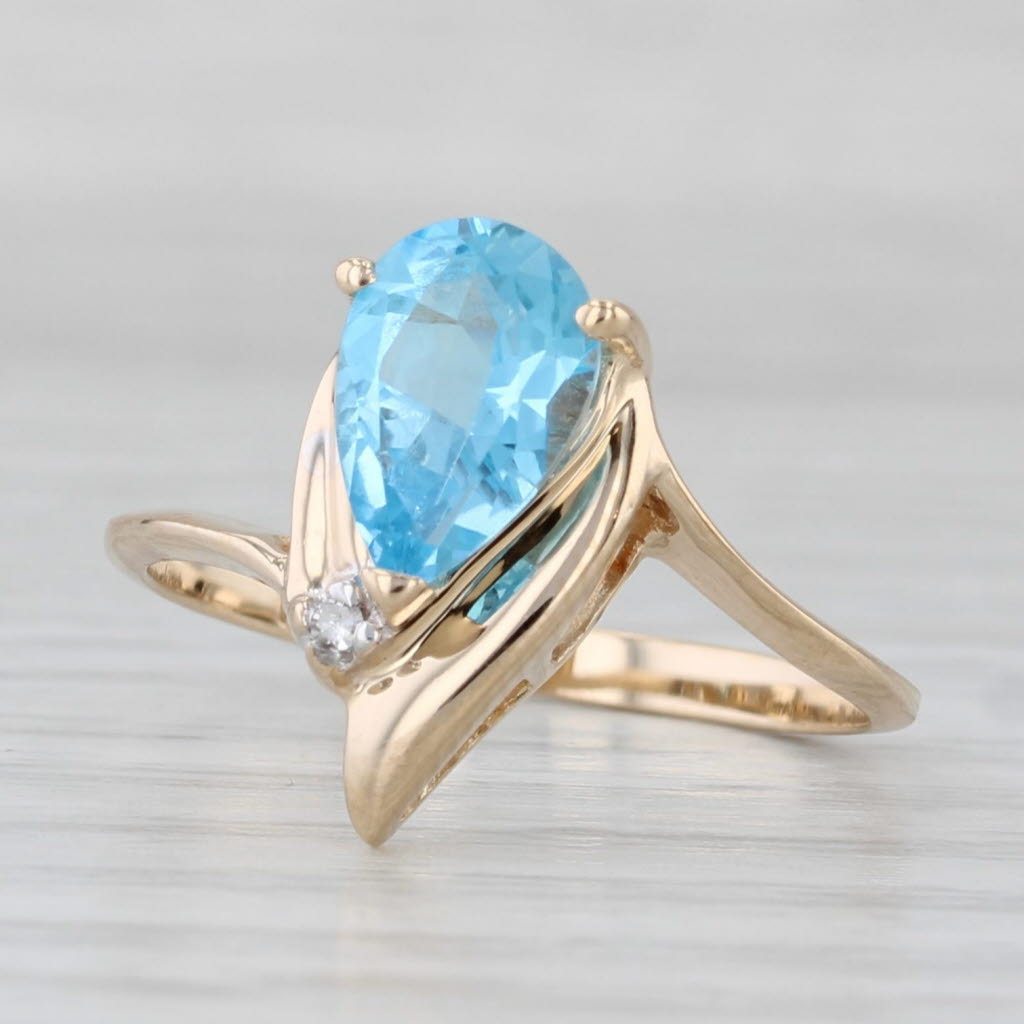 Light Gray 1.45ct Blue Topaz Solitaire Ring 14k Yellow Gold Size 7.25