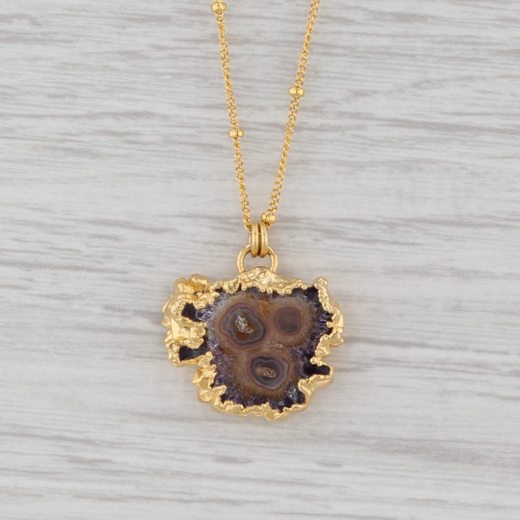 New Nina Nguyen Blissful Amethyst Geode Pendant Necklace Sterling Gold Vermeil