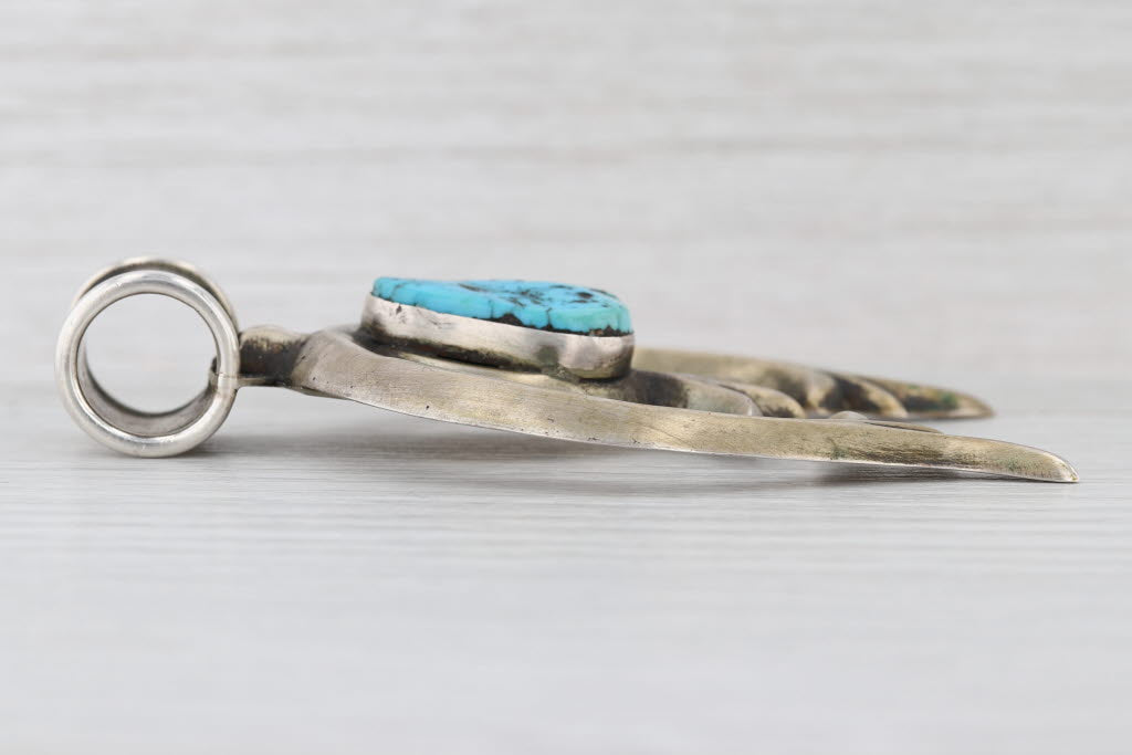 D Morris Large Naja Pendant Sterling Silver Turquoise Navajo Native American