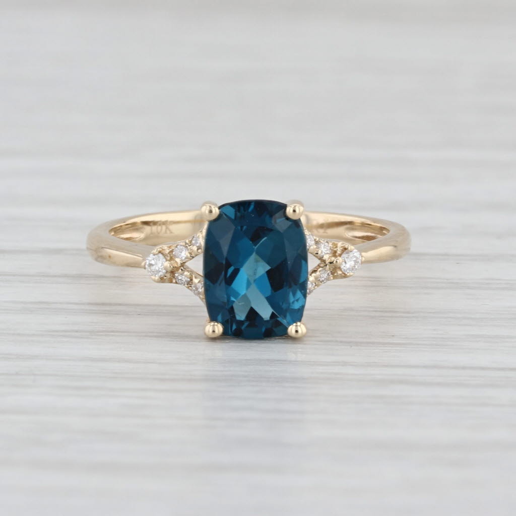 1.56ctw London Blue Topaz Diamond Ring 10k Yellow Gold Size 6.25