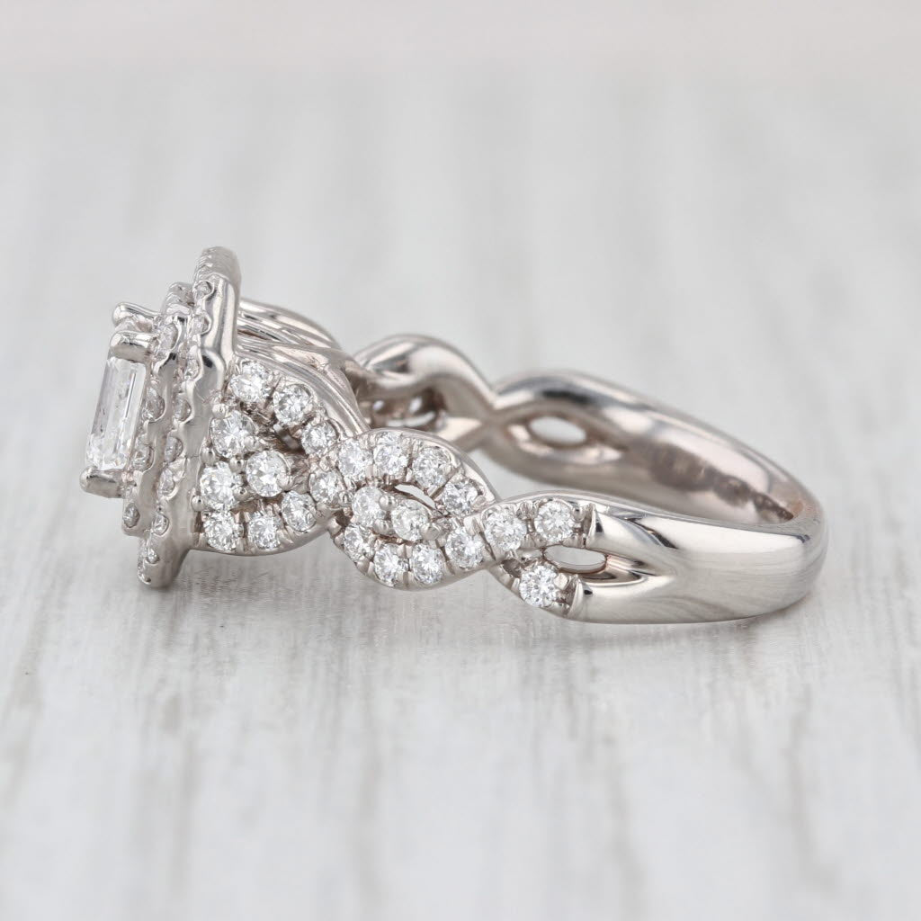 1.55ctw Diamond Halo Engagement Ring 14k White Gold Size 6 Celebration Grand