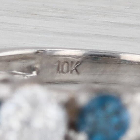 0.70ctw White Blue Diamond Engagement Ring 10k White Gold Size 5 3-Stone
