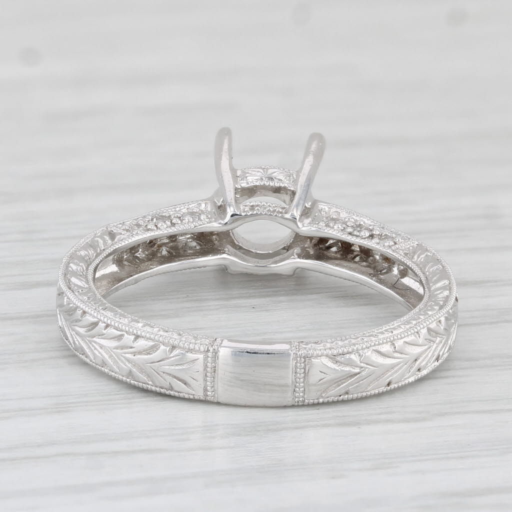 Light Gray New Beverley K Semi Mount Engagement Ring 18k White Gold Diamonds Size 6.5