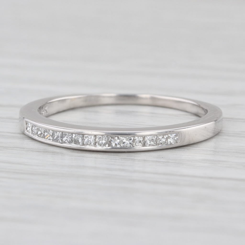 0.22ctw Princess Diamond Wedding Band 14k White Gold Size 8.5 Stackable