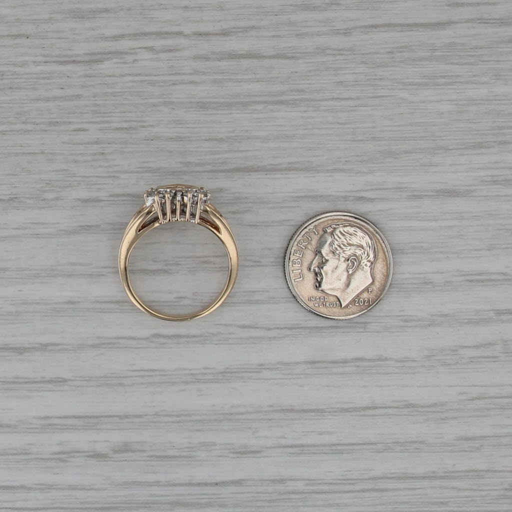 0.25ctw Diamond Halo Open Heart Ring 10k Yellow Gold Size 5.75