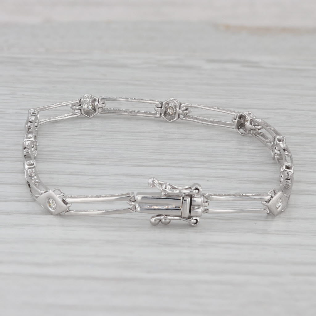 Gray 0.20ctw Diamond Tennis Bracelet 18k White Gold 6" 4mm