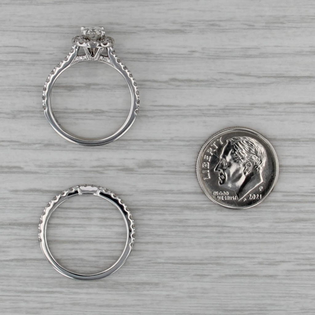 Neil Lane Diamond Halo Engagement Ring Wedding Band Bridal Set 14k White Gold