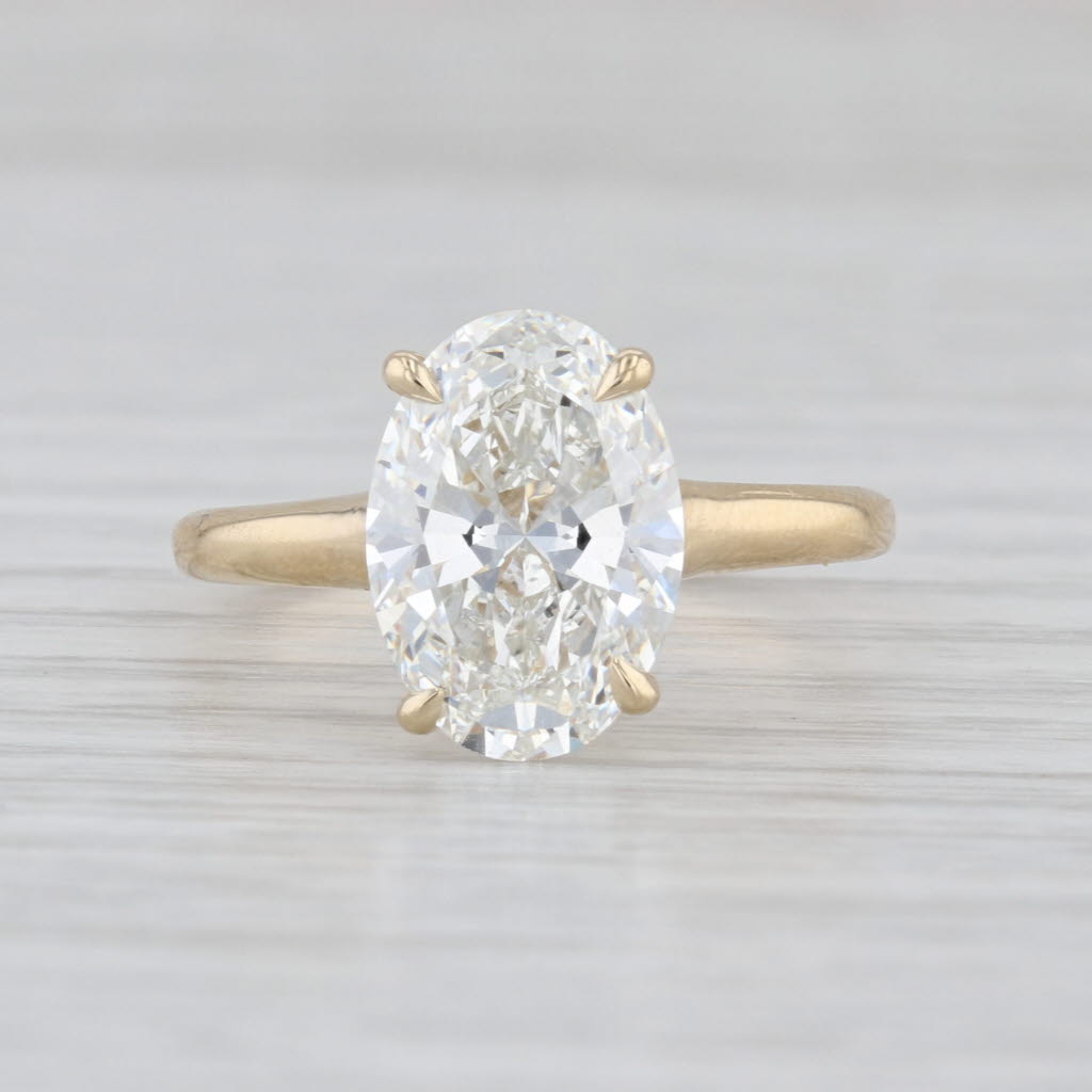 IGI 3.51ct F VS1 Oval Lab Grown Diamond Engagement Ring 14k Yellow Gold Size 7.5