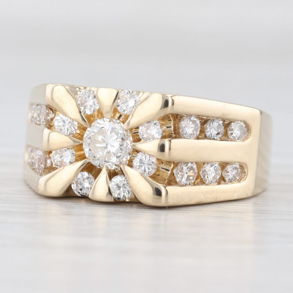 Light Gray 1.12ctw Diamond Men's Ring 14k Yellow Gold Size 8.25